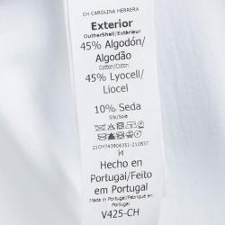 Pre Owned CH Carolina Herrera White Ruffle Sleeve Detail Top M