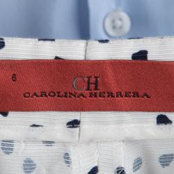 Pre Owned CH Carolina Herrera White Dotted Trousers M