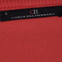 Pre Owned CH Carolina Herrera Red Cropped Cardigan S