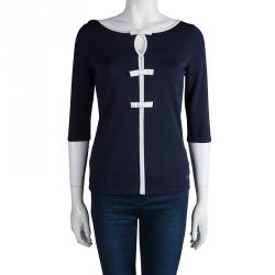 مملوكة مسبقًا توب سي أتش كارولينا هيريرا بفيونكة تريكو أزرق كحلي S