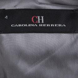 Pre Owned فستان سي أتش كارولينا هيريرا رصاصي مزركش بلا أكمام S