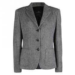 CH Carolina Herrera Monochrome Herringbone Skirt Suit L