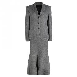 CH Carolina Herrera Monochrome Herringbone Skirt Suit L