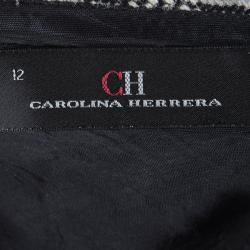 CH Carolina Herrera Monochrome Herringbone Skirt Suit L
