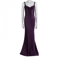 Pre Owned CH Carolina Herrera Purple Silk Sleeveless Evening Gown S