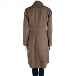 Pre Owned CH Carolina  Herrera Brown Cashmere Bow Detail Coat M