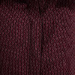 Pre Owned CH Carolina Herrera Red Logo Printed Silk Button Front Shirt M