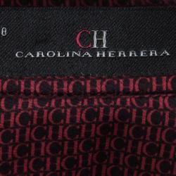 Pre Owned CH Carolina Herrera Red Logo Printed Silk Button Front Shirt M