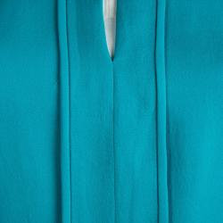 Pre Owned CH Carolina Herrera Blue Silk Sleeveless Blouse M
