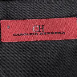 Pre Owned CH Carolina Herrera Black Silk Draped Collar Bow Detail Dress M