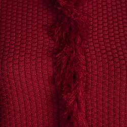 CH Carolina Herrera Red Wool Fringe Detail Cardigan M