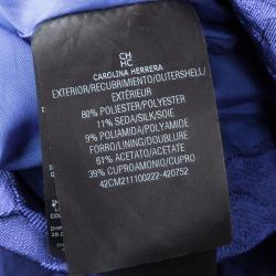 Pre Owned CH Carolina Herrera Blue Embossed Floral Jacquard Sleeveless Top S