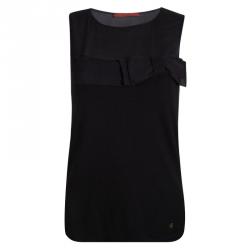 Pre Owned فستان سي أتش كارولينا هيريرا أسود بفيونكة مزينة بلا أكمام XS