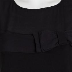 Pre Owned فستان سي أتش كارولينا هيريرا أسود بفيونكة مزينة بلا أكمام XS