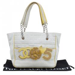 Chanel Beige Canvas and Patent Leather Camellia No.5 Tote