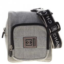Chanel Grey Cotton Blend CC Logo Sport Waist Bag