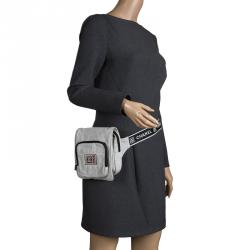 Chanel Grey Cotton Blend CC Logo Sport Waist Bag