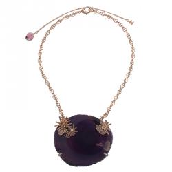 Pre Owned قلادة شانيل ستاربرست بدلاية إيغات دائرية أبيض وأزرق CC