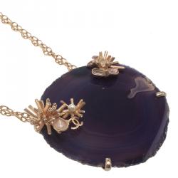 Pre Owned قلادة شانيل ستاربرست بدلاية إيغات دائرية أبيض وأزرق CC