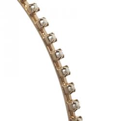 Pre Owned Chanel Faux Pearl & Bead Embellished Gold Tone Head Band 