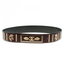 Pre Owned Chanel Burgundy Leather A Tale From Paris to Salzburg Belt 85 CM