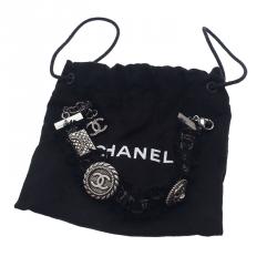 Pre Owned أسورة شانيل CC تويد أسود مرصعة