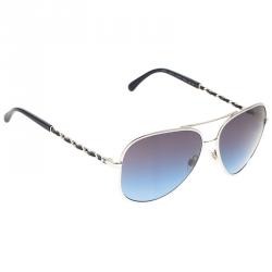 Chanel Silver and Purple 4194 Aviator Sunglasses