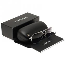 Chanel Silver and Purple 4194 Aviator Sunglasses