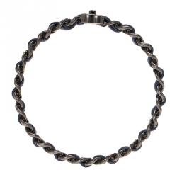 Pre Owned سوار شانيل CC سلسلة جلد أزرق كحلي مقاس 21 سم