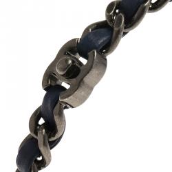 Pre Owned سوار شانيل CC سلسلة جلد أزرق كحلي مقاس 21 سم