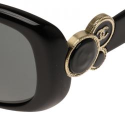 مملوكة مسبقًا نظارة شمسية شانيل بوتون كولكشن 5191 CC سوداء مزخرفة