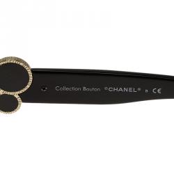 مملوكة مسبقًا نظارة شمسية شانيل بوتون كولكشن 5191 CC سوداء مزخرفة