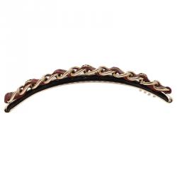 Pre Owned Chanel Classic Chain Burgundy Leather Hair Comb
