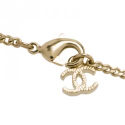 Pre Owned Chanel CC Multi-Colored Crystals Pendant Gold Tone Chain Necklace