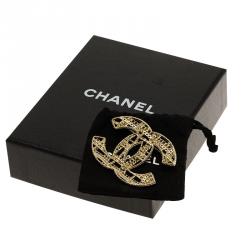 Pre Owned Chanel CC Chain Motif Gold Tone Brooch