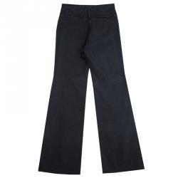 Pre Owned Chanel Grey Denim Flared High Waist Jeans M
