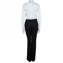 Pre Owned Chanel Black  High Waist Straight Fit Textured Cotton Pants M