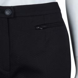 Pre Owned Chanel Black  High Waist Straight Fit Textured Cotton Pants M