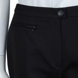 Pre Owned Chanel Black  High Waist Straight Fit Textured Cotton Pants M