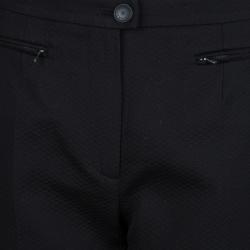 Pre Owned Chanel Black  High Waist Straight Fit Textured Cotton Pants M