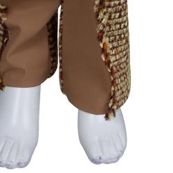 Pre Owned Chanel Tan Brown Multicolor Textured Panel Detail Trousers M