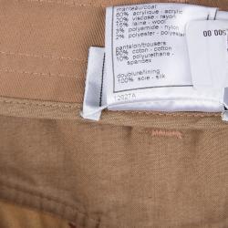 Pre Owned Chanel Tan Brown Multicolor Textured Panel Detail Trousers M