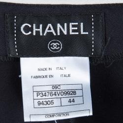 Pre Owned Chanel Black Contrast Piping Detail Flared Silk Trousers L