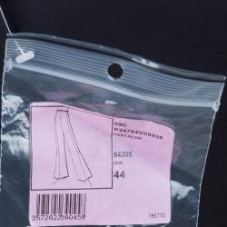 Pre Owned Chanel Black Contrast Piping Detail Flared Silk Trousers L