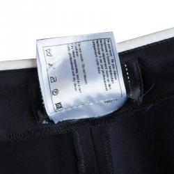 Pre Owned Chanel Black Contrast Piping Detail Flared Silk Trousers L
