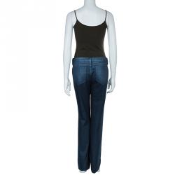 Pre Owned Chanel Indigo Metallic Finish Denim Pants L