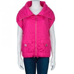 Pre Owned Chanel Pink Down Sleeveless Jacket L