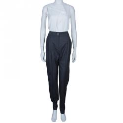 Pre Owned Chanel Grey Wool Trousers L