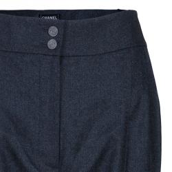 Pre Owned Chanel Grey Wool Trousers L