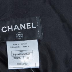 Pre Owned فستان شانيل بيبلوم قصة عنق سابرينا أكمام مطرزة أسود S